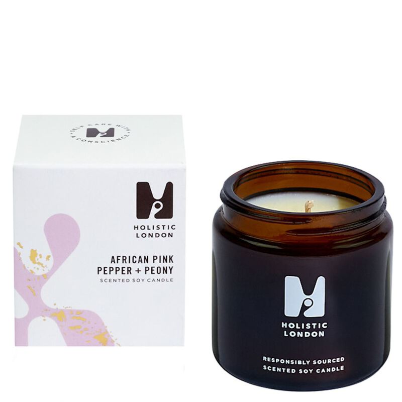 holistic london holistic london  african pink pepper + peony candle 180ml